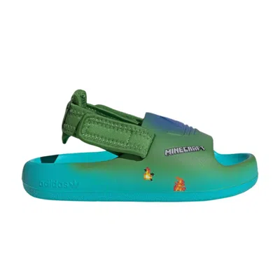 Pre-owned Adidas Originals Adidas Minecraft X Adifom Adilette Slide C 'zombie' | Blue | Kid's Size 13