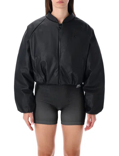 Adidas Originals Adidas Mini Pleather Bomber Synthetic Down Jacket In Black