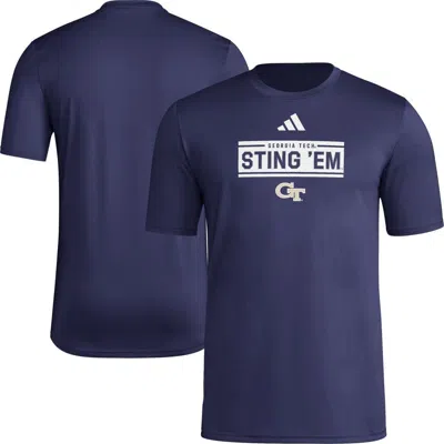 Adidas Originals Adidas  Navy Georgia Tech Yellow Jackets Locker Slogan Pre-game T-shirt In Blue