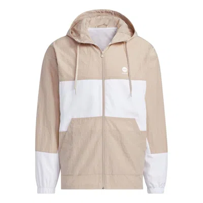 Adidas Originals Adidas Neo Basketball Windbreaker Jackets 'beige White' In Gold