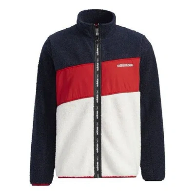 Adidas Originals Adidas Neo Brlv Jkt Stand-up Collar Contrast Fleece Jacket For Men Red/blue/white In Multi