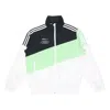 Adidas Originals Adidas Neo Colorblock Zipper Stand Collar Sports Jacket Black Green Colorblock In White