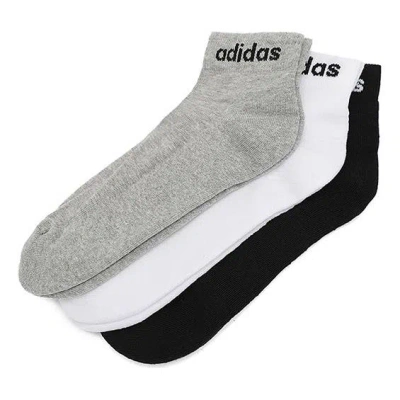 Adidas Originals Adidas Neo Hc Ankle 3pp Logo Athleisure Casual Sports Socks 3 Pairs Black / White / Gray In Multi