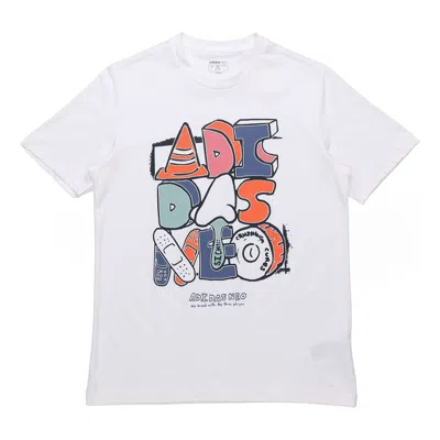 Adidas Originals Adidas Neo M Ssfv5 Tee1 Funny Printing Logo Sports Cotton Round Neck Short Sleeve White