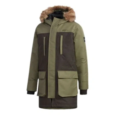 Adidas Originals Adidas Neo M Strt Down Prk Sports Hooded Stay Warm Down Jacket Khaki Brown In Green