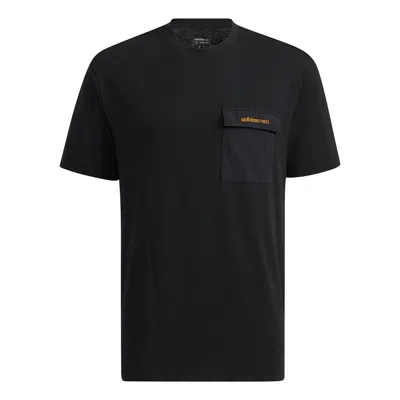 Adidas Originals Adidas Neo M Sw Pkt Tee Chest Pocket Back Funny Sports Short Sleeve Black In Brown