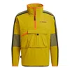 Adidas Originals Adidas Neo Utl Hz Top Solid Color Printing Zipper Stand Collar Pullover Olive Green Windbreaker In Yellow