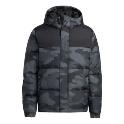 Adidas Originals Adidas Neo Zipper Cardigan Short Camouflage Hooded Down Jacket Black