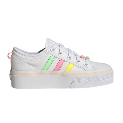 Pre-owned Adidas Originals Adidas Nizza Platform J 'multi Bright Stripes' | White | Kid's Size 6.5