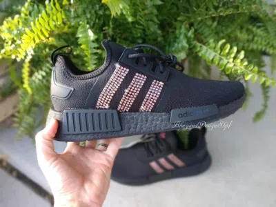 Pre-owned Adidas Originals Womens Black Adidas Nmd R1 Primeblue Sneakers Shoes Made With Swarovski Crystals