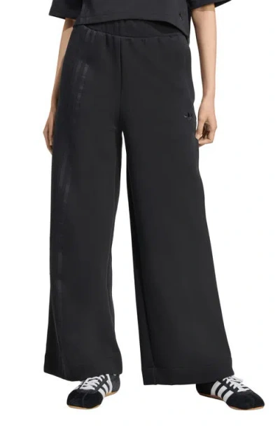 Adidas Originals Adidas Off Placed 3-stripes Wide Leg Sweatpants In Black