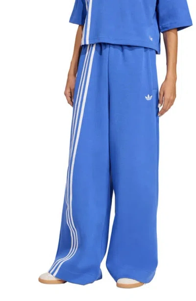 Adidas Originals Adidas Off Placed 3-stripes Wide Leg Sweatpants In Blue