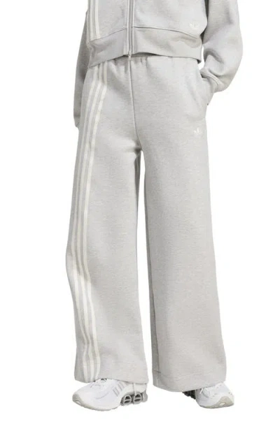 Adidas Originals Adidas Off Placed 3-stripes Wide Leg Sweatpants In Gray