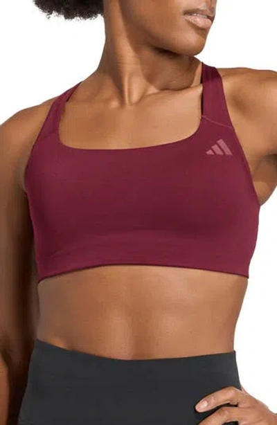 Adidas Originals Adidas Opt Ms Square Neck Sports Bra In Burgundy