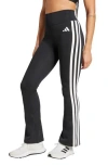 Adidas Originals Adidas Optime Essentials Aeroready 3-stripes Climacool Flared Leggings In Black/white
