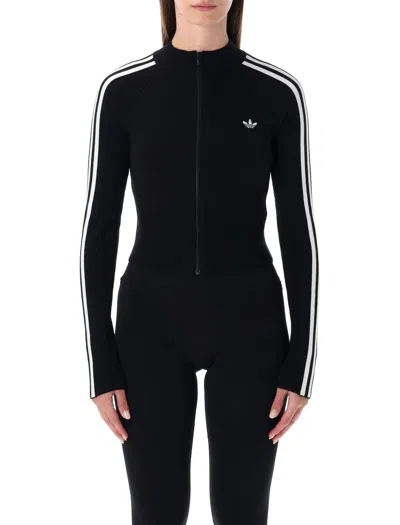 Adidas Originals Adicolor 3-stripes Slim Knit Track Top In Black
