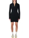 Adidas Originals V-neck Long-sleeve Mini Dress In Black
