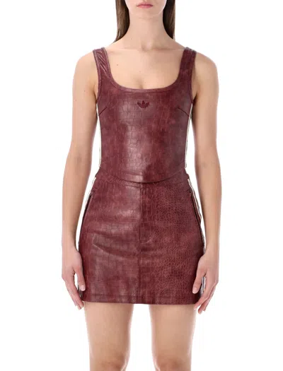 Adidas Originals Fitted Burgundy Faux Leather Corset In Brown