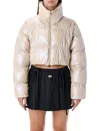 Adidas Originals Glossy Cropped Puffer In White