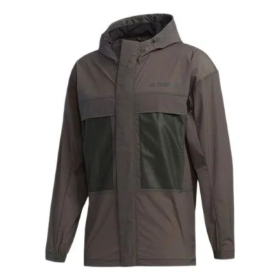 Adidas Originals Adidas Outdoor Casual Sports Hooded Jacket Brown