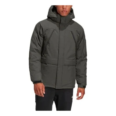 Adidas Originals Adidas Outdoor Sports Hooded Down Jacket Brown In Black