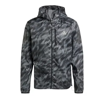 Pre-owned Adidas Originals Adidas Own The Run Allover Print Jacket 'grey Four/black' | Men's Size S In Gray