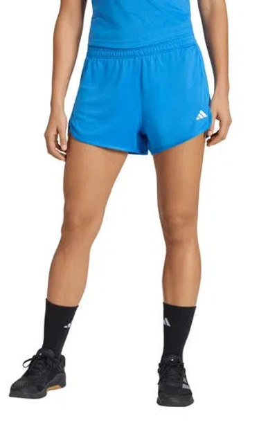 Adidas Originals Adidas Pacer High Waist Knit Shorts In Blue