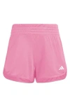 Adidas Originals Adidas Pacer High Waist Knit Shorts In Pink Fusion/white