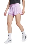 Shop Adidas Originals Adidas Pacer High Waist Recycled Polyester Shorts In Blilil/white