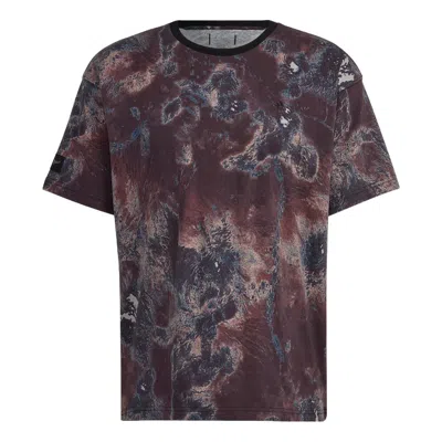 Adidas Originals Adidas Paint Splash Effect Printing Sports Short Sleeve Khaki Brown T-shirt