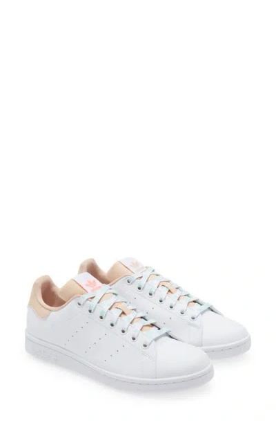 Adidas Originals Adidas Primegreen Stan Smith Sneaker In White/halo Blush/acid Red