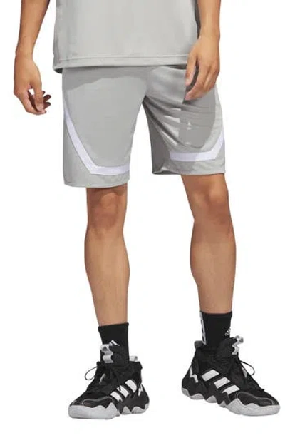 Adidas Originals Adidas Pro Block Basketball Shorts In Metal Grey/white