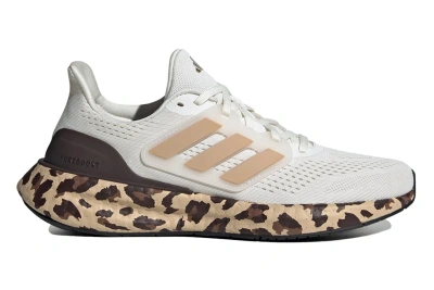 Pre-owned Adidas Originals Adidas Pureboost 23 Leopard (women's) In Core White/gold Metallic/shadow Brown
