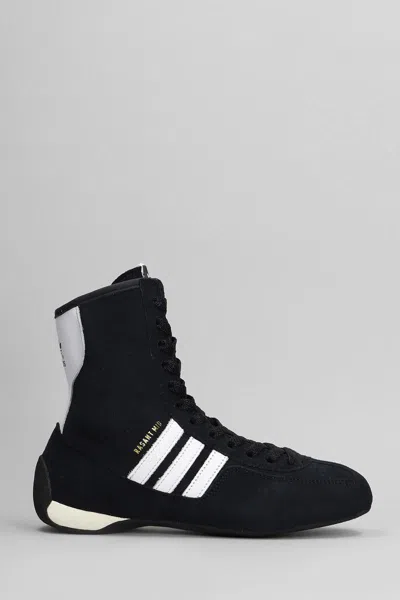 Adidas Originals Rasant Mid Leather-trimmed Suede Sneakers In Black