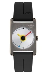 Adidas Originals Adidas Rectangular Dial Silicone Strap Watch, 31mm In Black