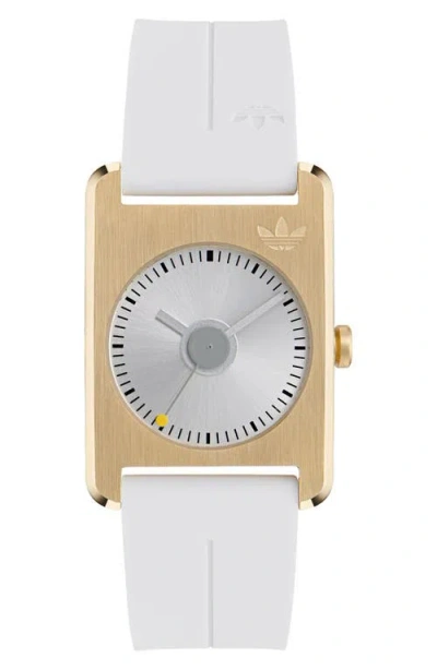 Adidas Originals Adidas Rectangular Dial Silicone Strap Watch, 31mm In White