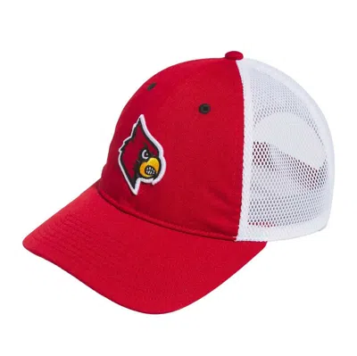 Adidas Originals Adidas Red Louisville Cardinals Mascot Slouch Trucker Adjustable Hat In Tmpwrd,whi