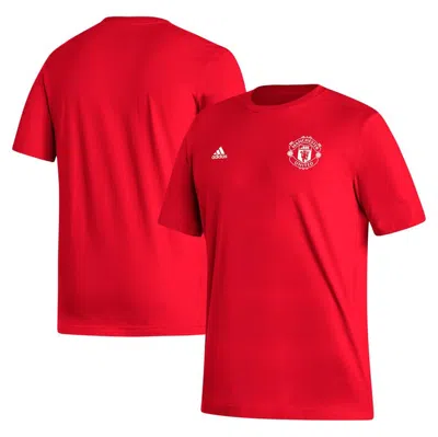 Adidas Originals Men's Adidas Red Manchester United Crest T-shirt