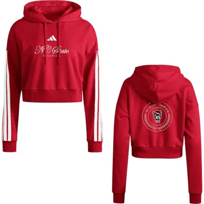 Adidas Originals Adidas Red Nc State Wolfpack Campus Queen Cropped Pullover Hoodie