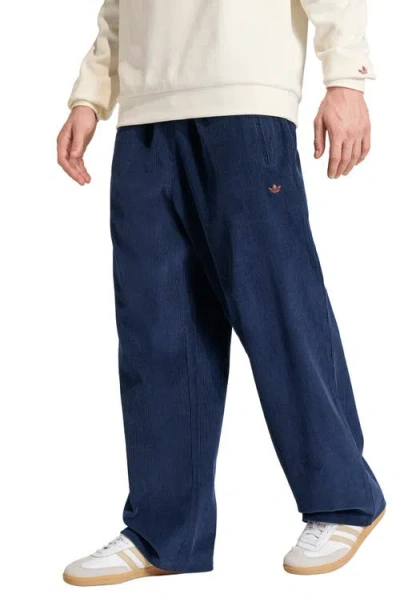 Adidas Originals Adidas Relaxed Corduroy Wide Leg Pants In Night Indigo