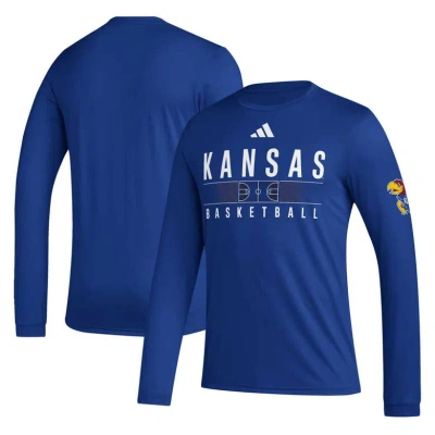 Adidas Originals Adidas Royal Kansas Jayhawks Practice Basketball Pregame Aeroready Long Sleeve T-shirt