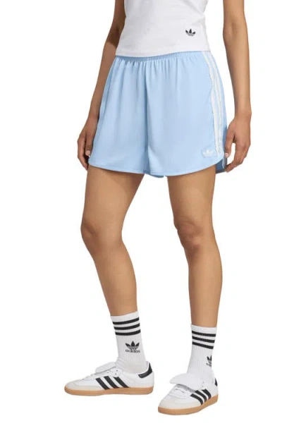Adidas Originals Adidas Ruffle 3-stripes Satin Shorts In Blue