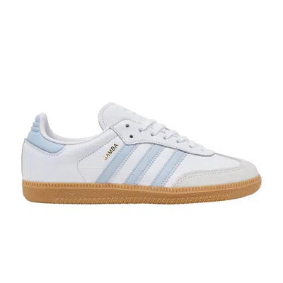 Pre-owned Adidas Originals Adidas Samba Og J 'white Halo Blue Gum' | Kid's Size 3.5