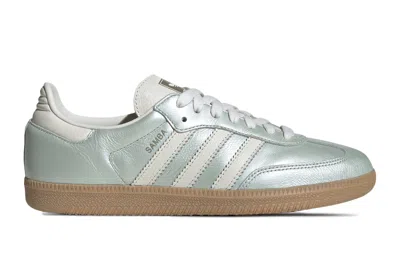 Pre-owned Adidas Originals Adidas Samba Og Linen Green Metallic (women's) In Linen Green Metallic/off White/cyber Metallic