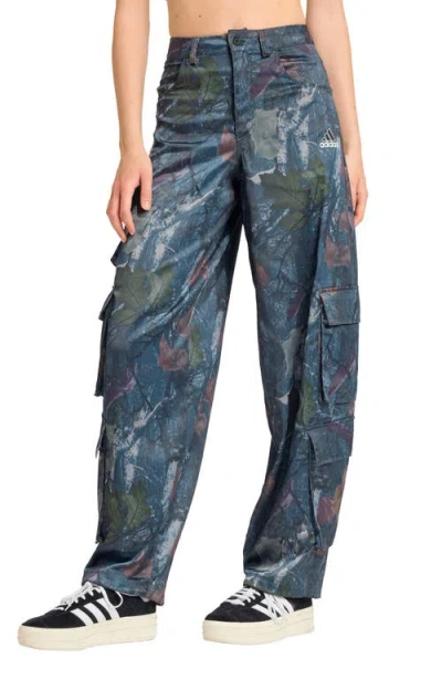 Adidas Originals Adidas Satin Cargo Pants In Blue