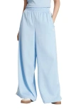 Adidas Originals Adidas Satin Ruffle 3-stripes Wide Leg Track Pants In Blue