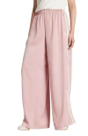 Adidas Originals Adidas Satin Ruffle 3-stripes Wide Leg Track Pants In Pink