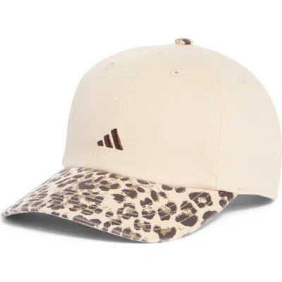 Adidas Originals Adidas Saturday 3 Baseball Cap In Crystal Linen/ Leopard/ Brown