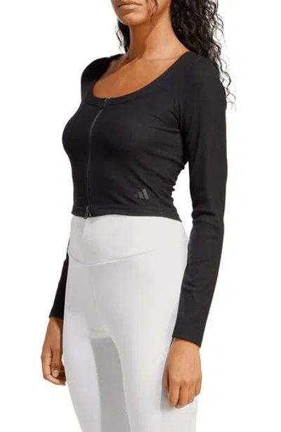 Adidas Originals Adidas Seasonal Essentials Rib Cardigan In Black