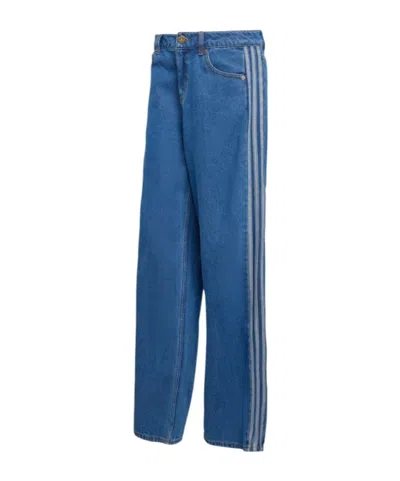 Adidas Originals Adidas Side Stripe Straight-leg Jeans In Blue